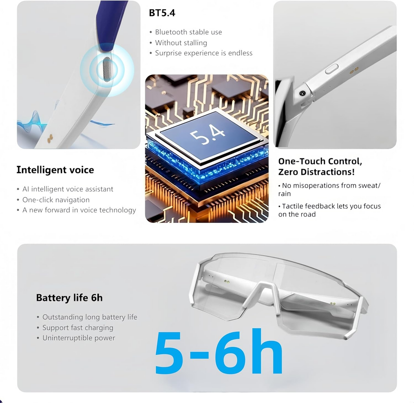 Auto-Tinting Smart Sunglasses — Clear Vision, Music, & Hands-Free Calls
